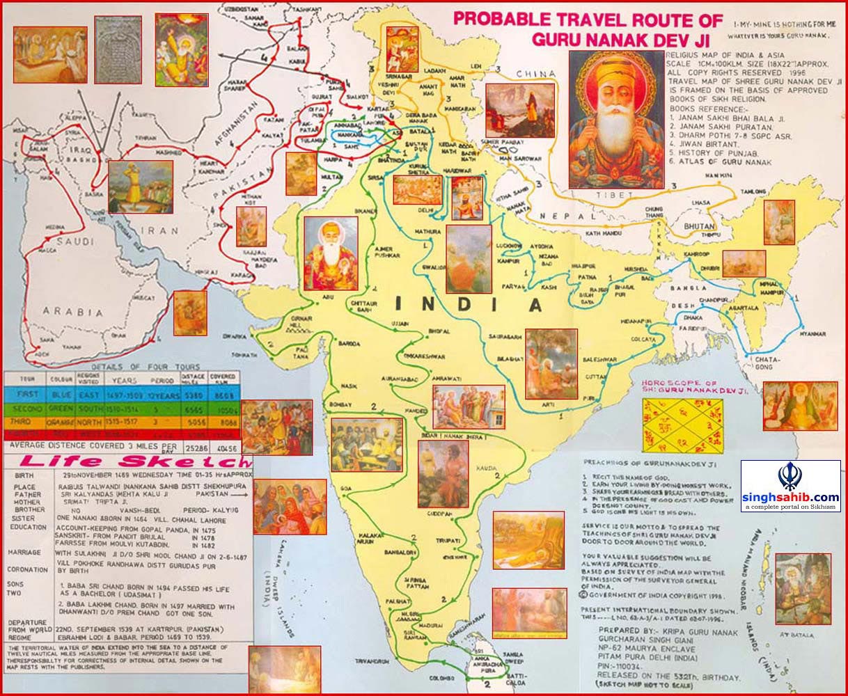 travel-route-map-of-sikh-guru-nanak-dev-ji - Maidenhead Gurdwara