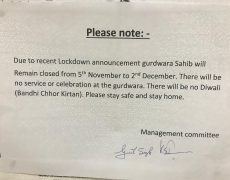 Lockdown and Diwali Notice